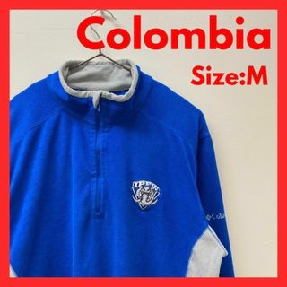 コロンビア(Columbia)の【美品】古着　コロンビア　カレッジロゴ　フリース　ハーフジップシャツ　メンズ　M(スウェット)