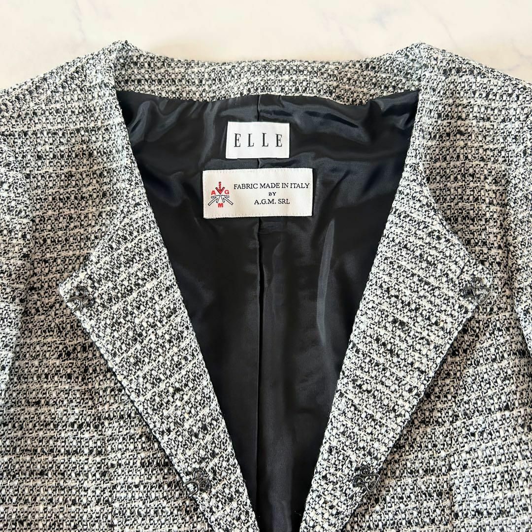 【美品】サイズ36 ELLE エル ノーカラージャケット フォーマル 卒園卒業 【美品】サイズ36 ELLE エル ノーカラージャケット フォーマル 卒園卒業