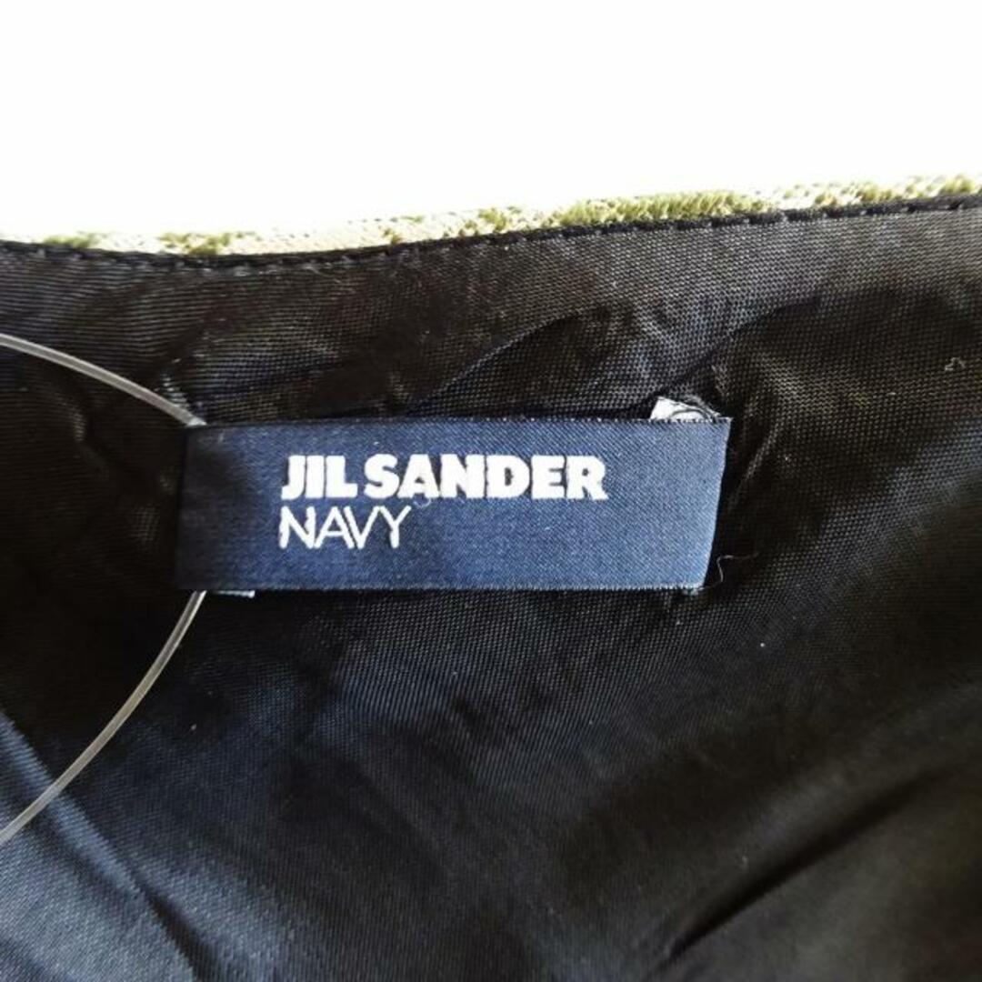 Jil Sander(ジルサンダー)のJILSANDER(ジルサンダー) ワンピース サイズ34 XS レディース - カーキ×シルバー Vネック/ノースリーブ/ひざ丈/ラメ/NAVY レディースのワンピース(その他)の商品写真