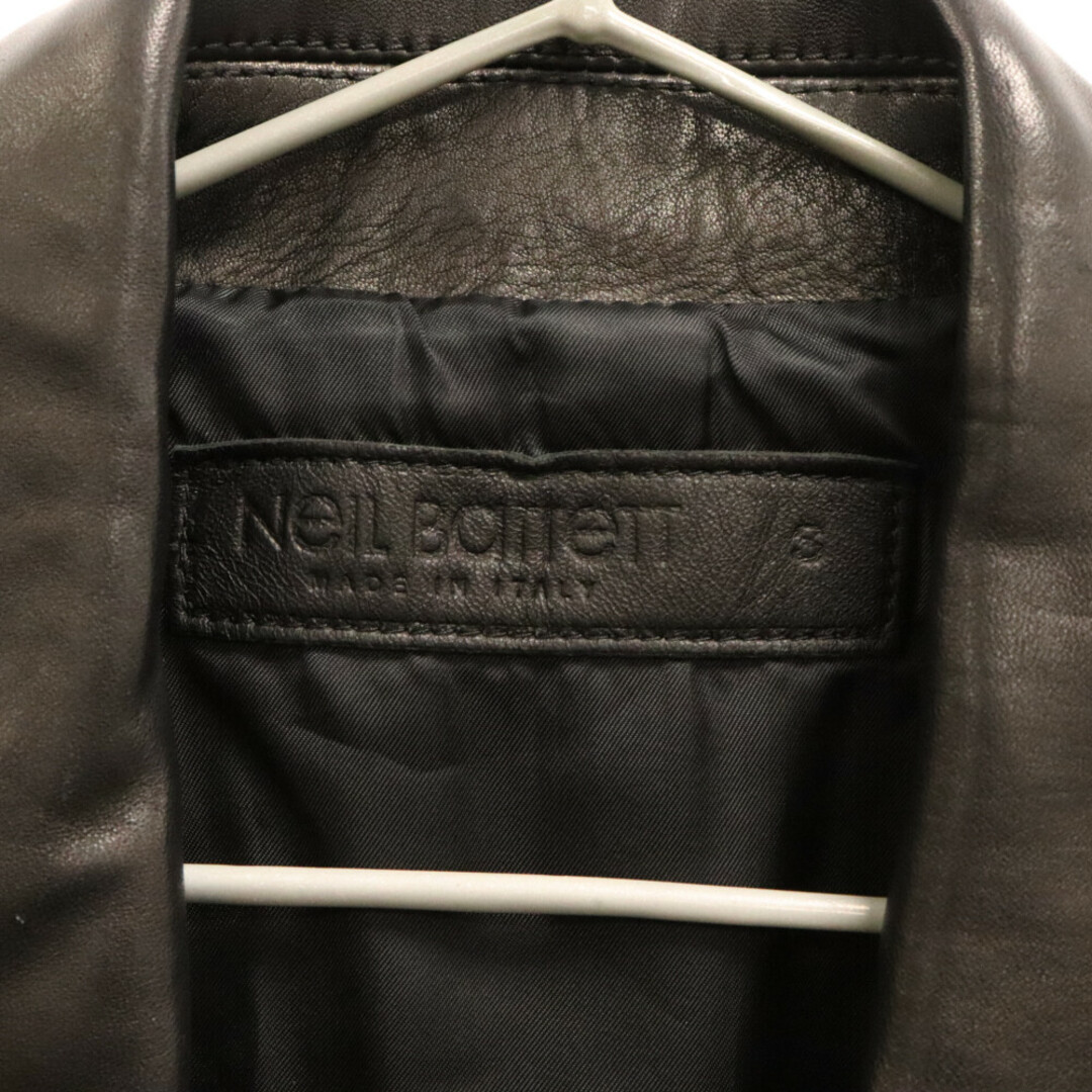 NEIL BARRETT(ニールバレット)のNeil Barrett ニール バレット コットンスリーブ レザー ダブルライダース ブラック/ベージュ メンズのジャケット/アウター(ライダースジャケット)の商品写真