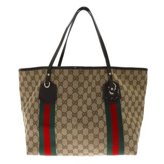 GUCCI グッチ GGキャンバス パテントレザー切り替え シェリーライン トートバッグ ベージュ 211970 213048