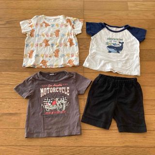 ユニクロ(UNIQLO)の子供Tシャツ80、90＆無印良品黒パンツ80(Tシャツ/カットソー)