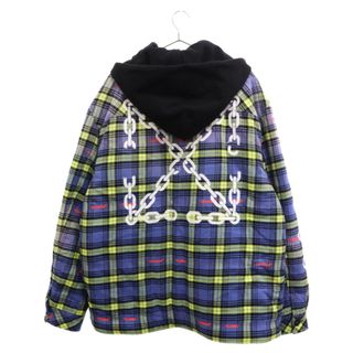 OFF-WHITE オフホワイト 22AW Chain Arrow Check Flannel Oversize Hoodie フランネル チェック オーバーサイズ フーディー ジャケット ブルー OMEA360F22FAB0024201