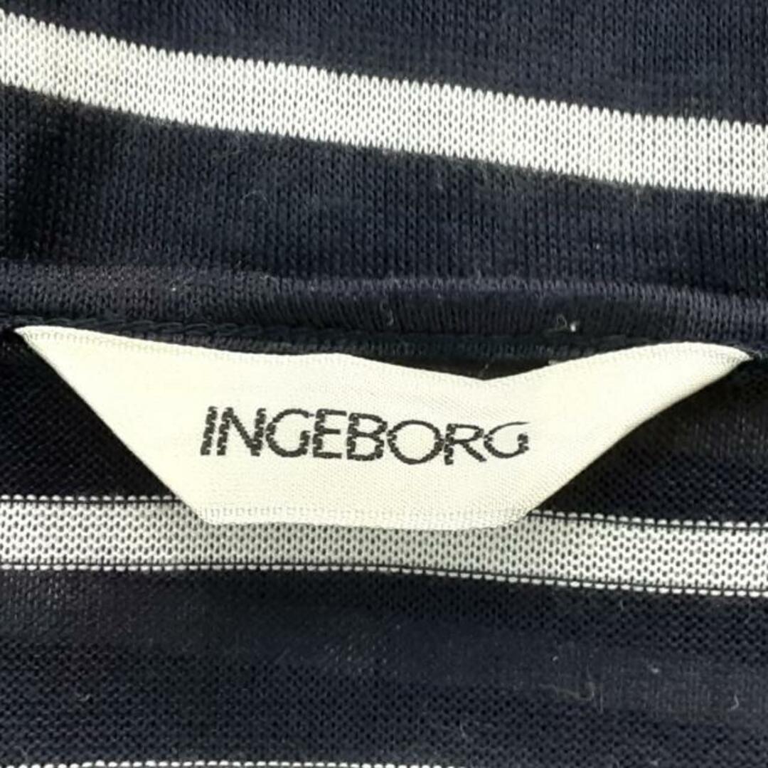 INGEBORG(インゲボルグ)のINGEBORG(インゲボルグ) チュニック サイズ11 M レディース美品  - ネイビー×白 クルーネック/七分袖/ボーダー/刺繍 レディースのトップス(チュニック)の商品写真