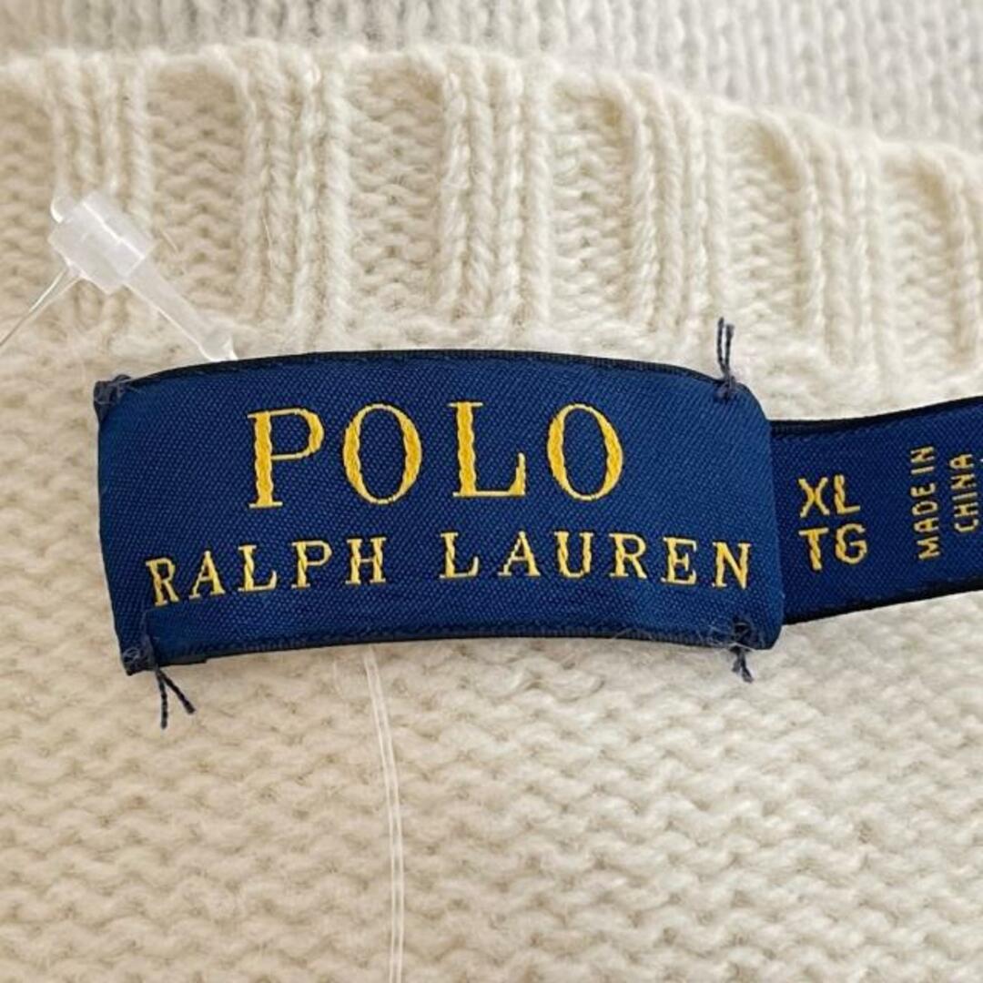 POLO RALPH LAUREN(ポロラルフローレン)のPOLObyRalphLauren(ポロラルフローレン) 長袖セーター サイズXL レディース美品  - アイボリー×ブルーグレー×マルチ クルーネック/ポロベア レディースのトップス(ニット/セーター)の商品写真