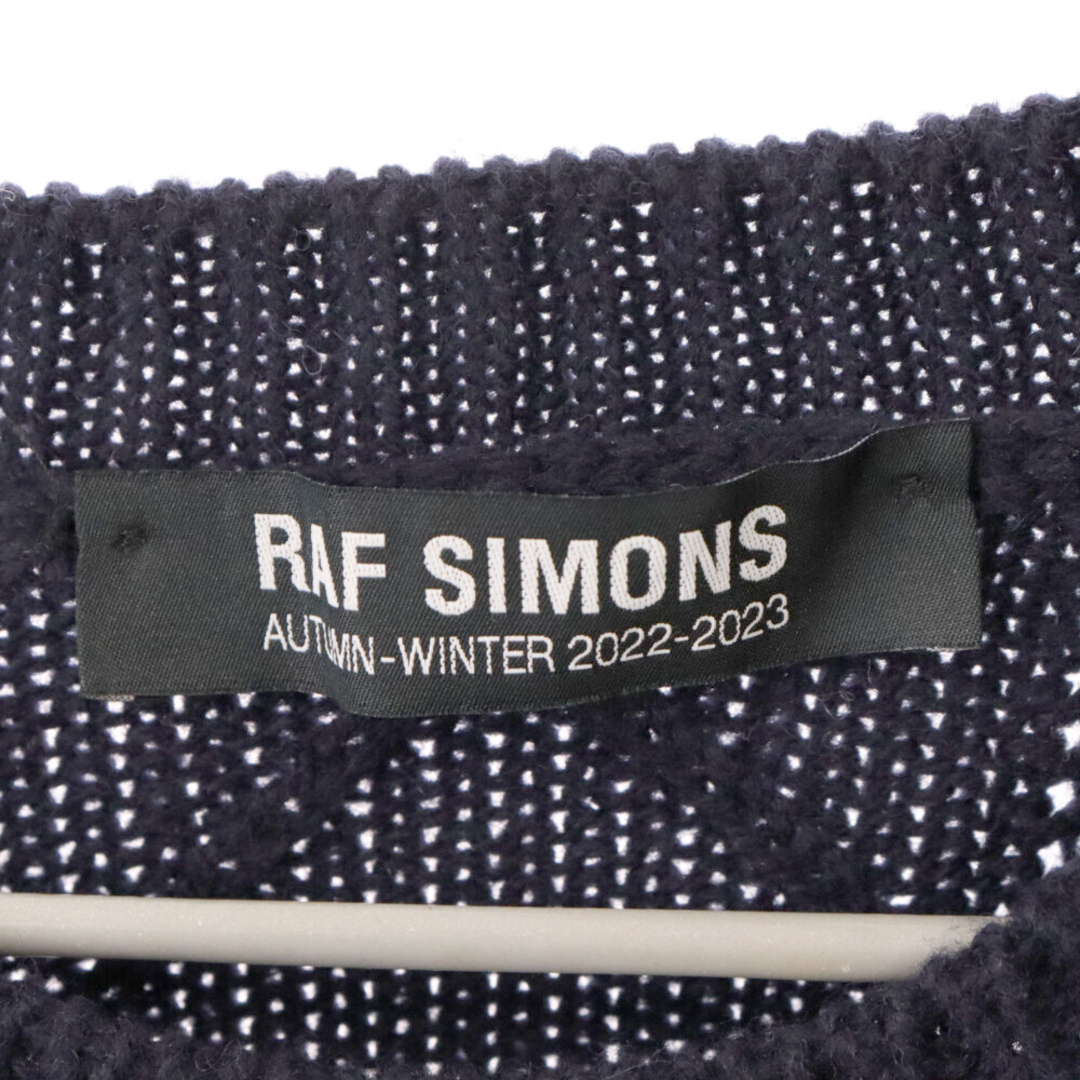 RAF SIMONS(ラフシモンズ)のRAF SIMONS ラフシモンズ 22AW DETACHED ダメージ加工 ルーズフィット ローゲージニットセーター ネイビー メンズのトップス(ニット/セーター)の商品写真