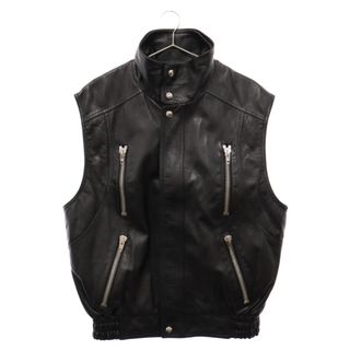 セリーヌ(celine)のCELINE セリーヌ 22AW SLEEVELESS JACKET IN SOFT LAMBSKIN ソフトラムスキン ノースリーブ レザー ジャケット ブラック 2EC49280D(ライダースジャケット)