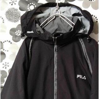 フィラ(FILA)のFILA2ナイロンジャケットXLサイズUS古着フルジップアップブラック(ナイロンジャケット)