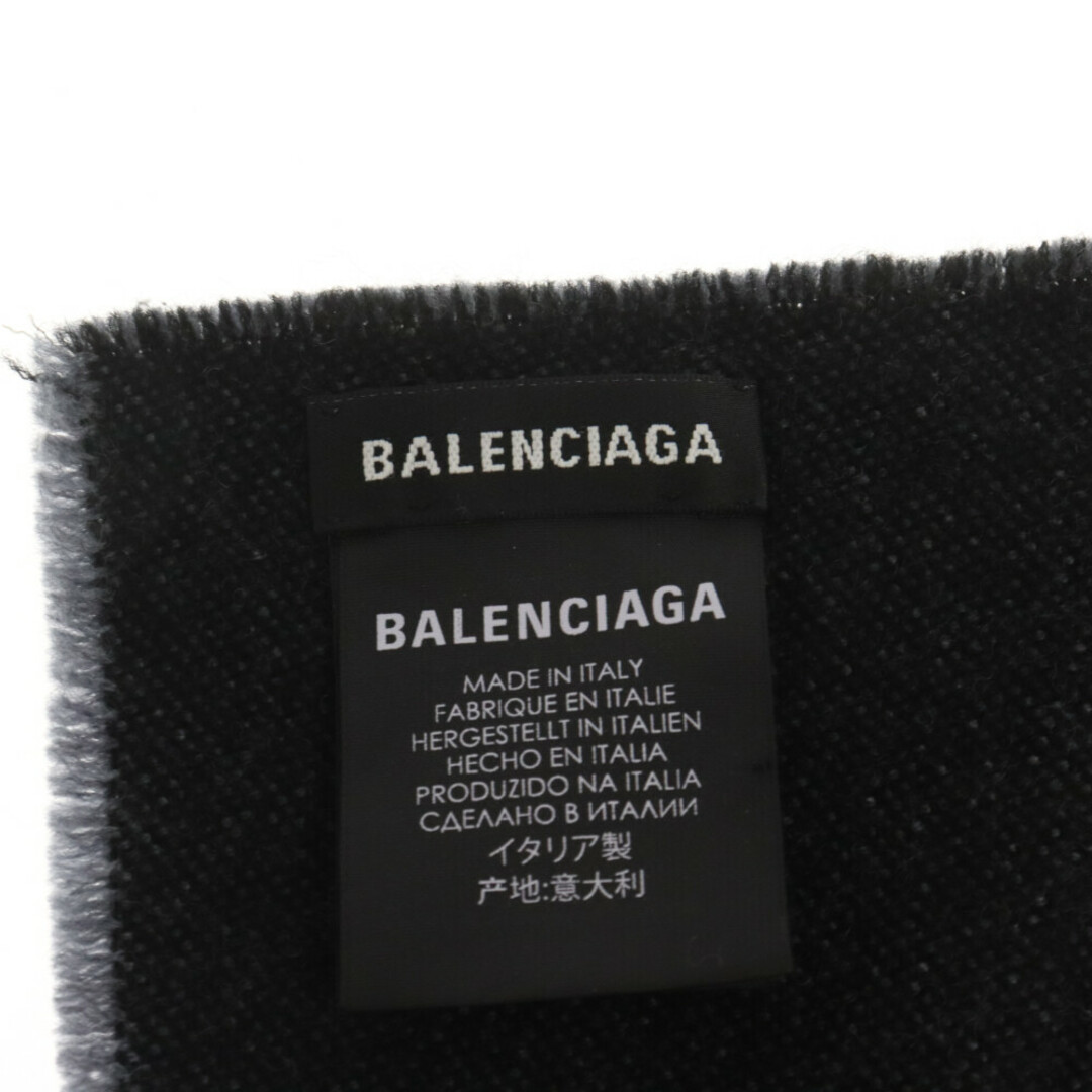 Balenciaga(バレンシアガ)のBALENCIAGA バレンシアガ ウール ロゴ ジャガード マフラー ブラック/グレー メンズのファッション小物(マフラー)の商品写真