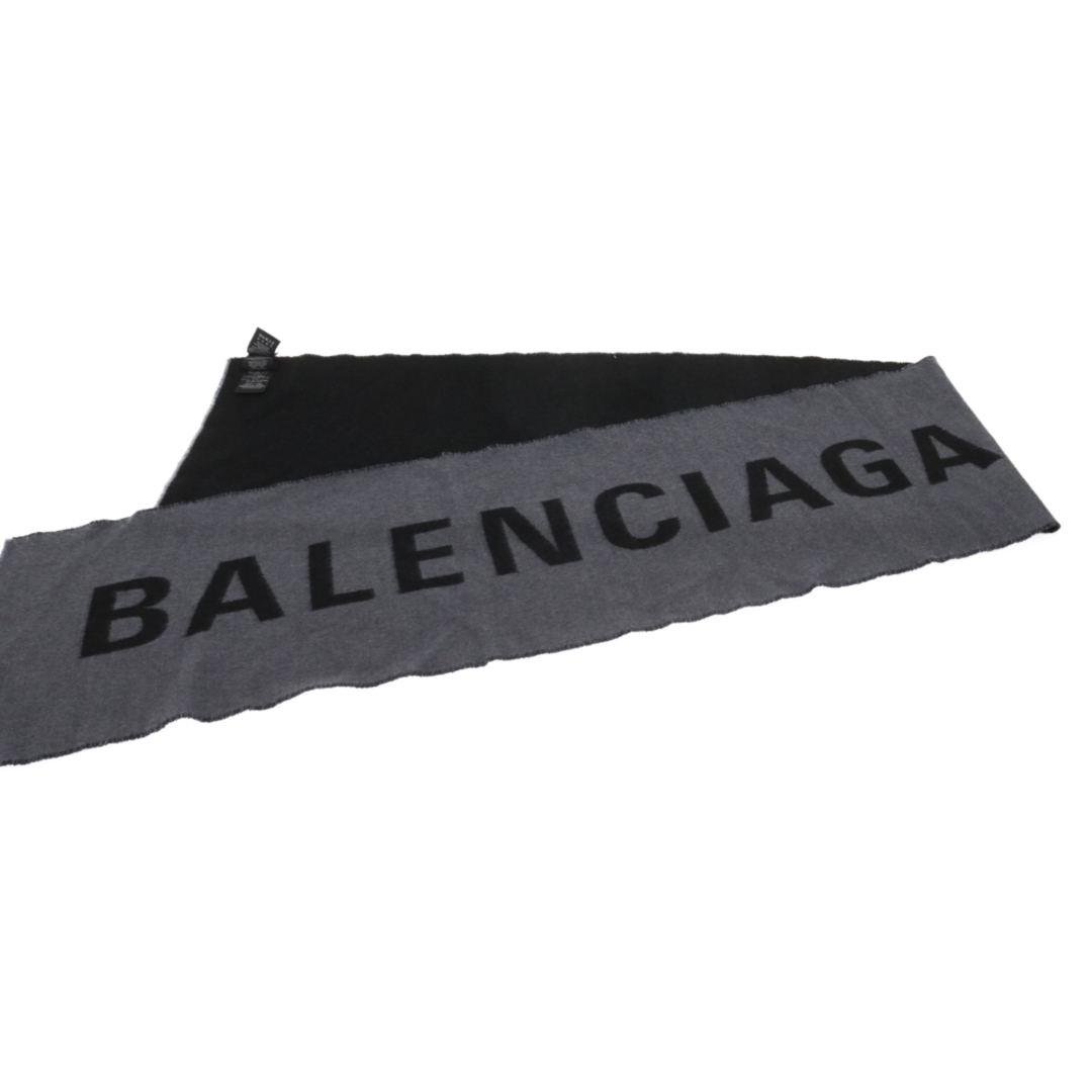 Balenciaga(バレンシアガ)のBALENCIAGA バレンシアガ ウール ロゴ ジャガード マフラー ブラック/グレー メンズのファッション小物(マフラー)の商品写真