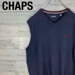 チャップス(CHAPS)のCHINA チャップス ワンポイント刺繍ロゴ Vネック ニットベスト(ベスト)