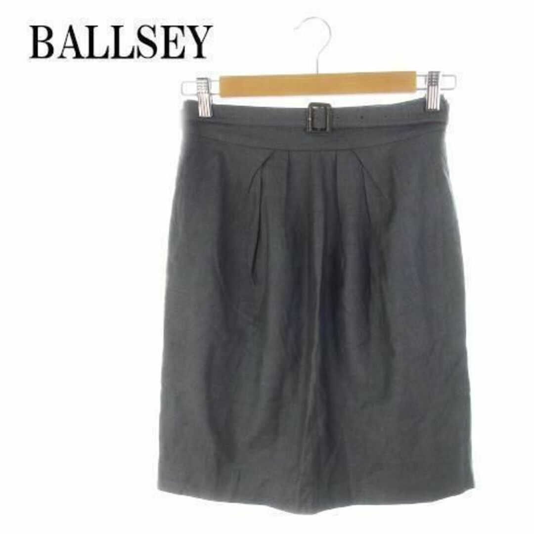 Ballsey(ボールジィ)のボールジィ スカート ミニ タイト ベルト 36 グレー 210518YH5A レディースのスカート(ミニスカート)の商品写真