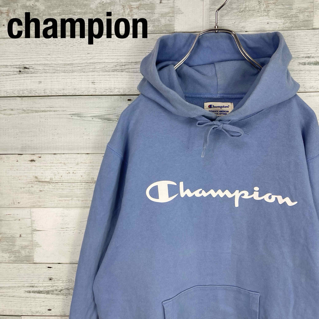 Champion(チャンピオン)のチャンピオン 古着 くすみカラー センターロゴ プリント プルオーバー パーカー メンズのトップス(パーカー)の商品写真