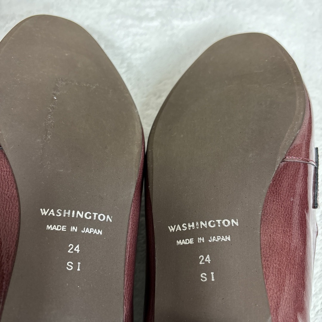銀座ワシントン(ギンザワシントン)の【美品】銀座ワシントン　晴雨兼用きれいめローファー　24cm ワインレッド レディースの靴/シューズ(ローファー/革靴)の商品写真