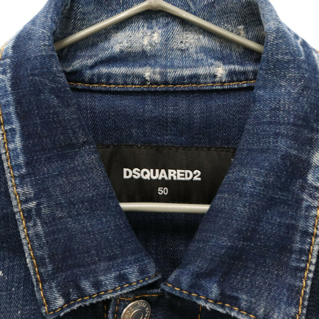 DSQUARED2(ディースクエアード)のDSQUARED2 ディースクエアード ペイント加工 クラッシュ デニム ジャケット インディゴ S74AM0846 S30342 メンズのジャケット/アウター(Gジャン/デニムジャケット)の商品写真