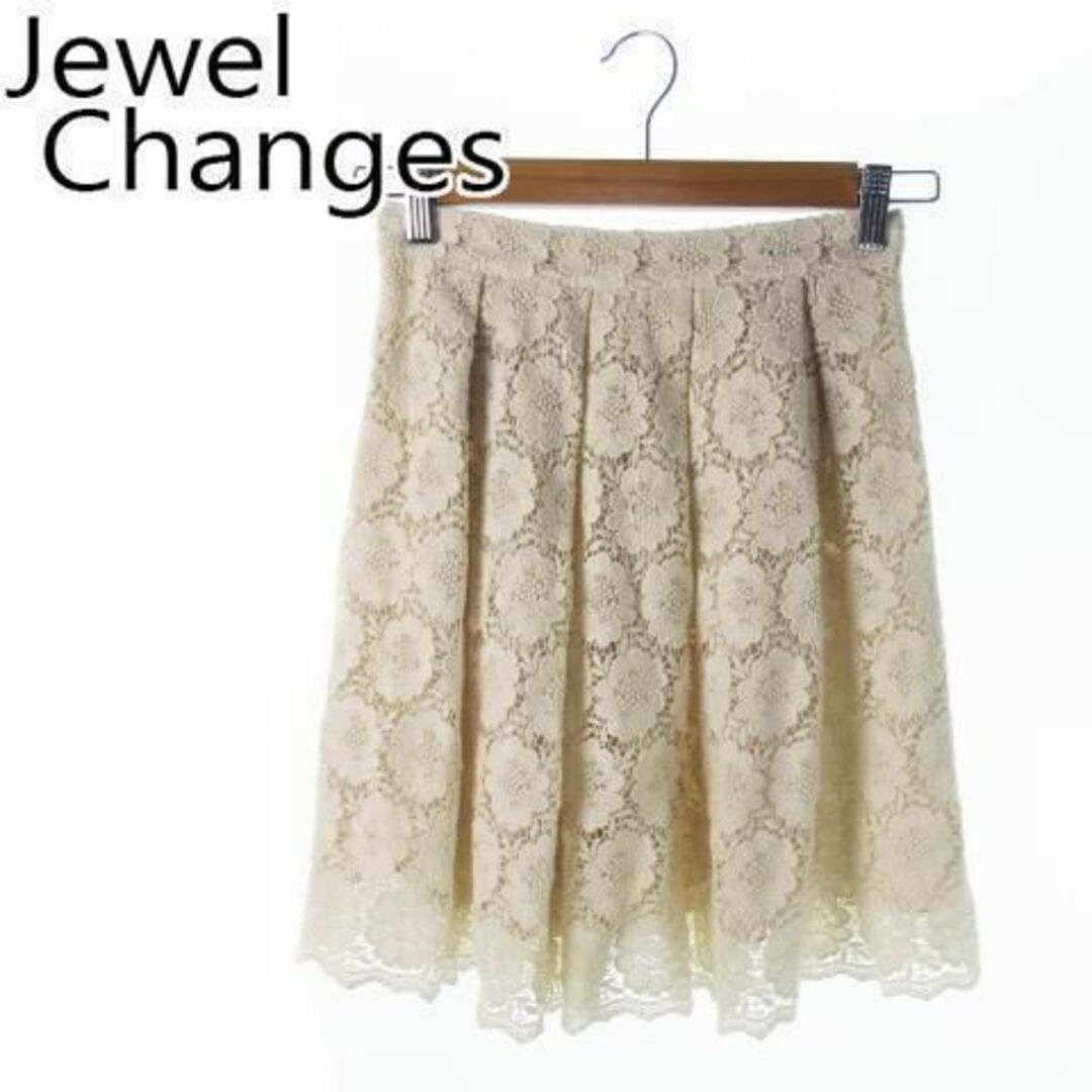 Jewel Changes(ジュエルチェンジズ)のジュエルチェンジズ スカート ミニ 総レース 花柄 36 210726YH4A レディースのスカート(ミニスカート)の商品写真