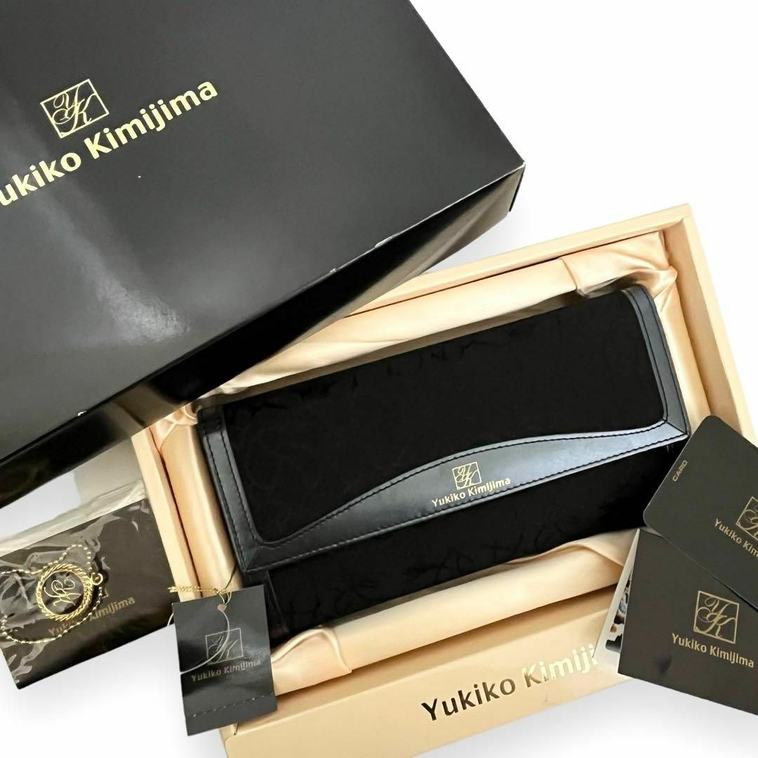 YUKIKO KIMIJIMA(ユキコキミジマ)のユキコキミジマ　長財布　がま口　ブラック　刺繍　総柄　165 レディースのファッション小物(財布)の商品写真