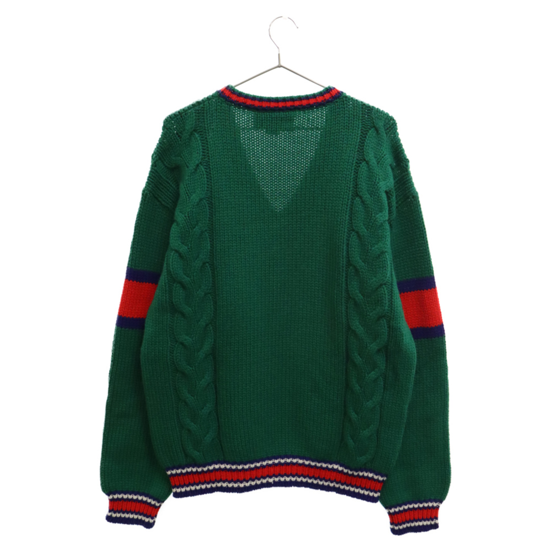 Gucci(グッチ)のGUCCI グッチ 20SS WOOL V NECK KNIT SWEATER ウール Vネック ケーブル ニット セーター グリーン 599310 XKA32 メンズのトップス(ニット/セーター)の商品写真