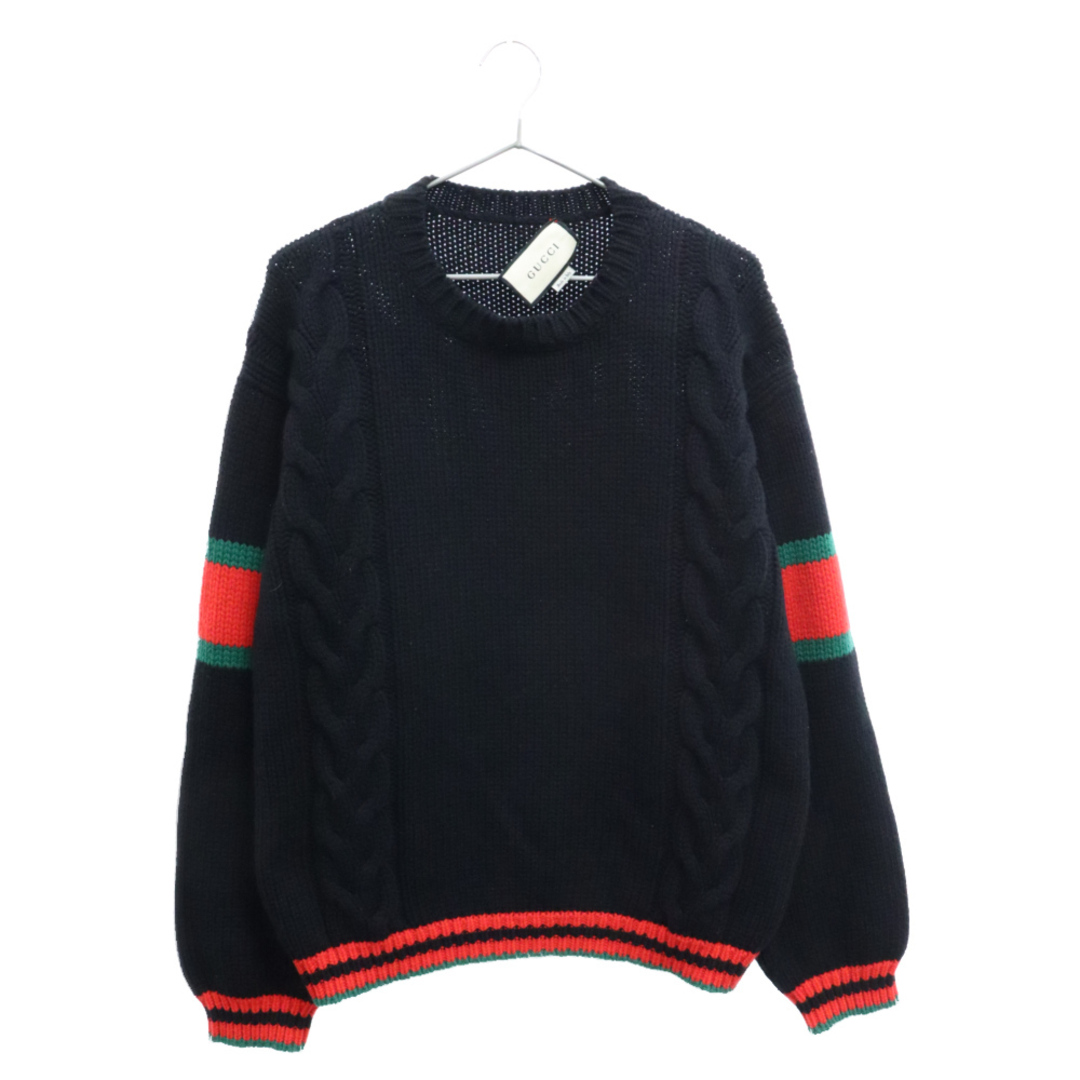 Gucci(グッチ)のGUCCI グッチ 19AW Cable Knit Sweater ケーブルニット セーター ブラック 548115 X1561 メンズのトップス(ニット/セーター)の商品写真