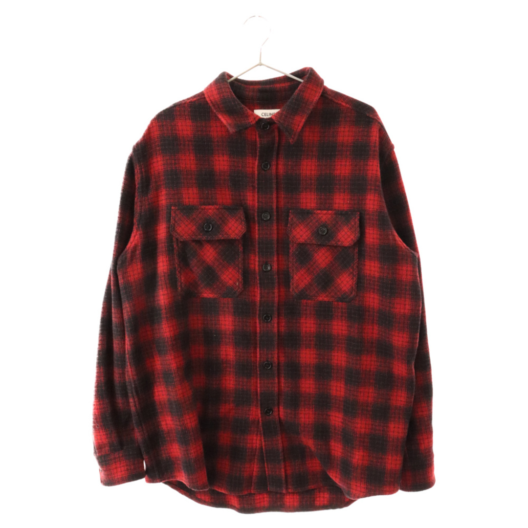 CELINE セリーヌ 22AW Loose Lumberjack Shirt in Checked Wool  チェックウールルーズランバージャックシャツ オーバーサイズ長袖シャツ レッド 2C574017F | フリマアプリ ラクマ