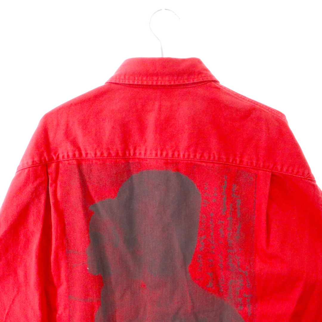 RAF SIMONS(ラフシモンズ)のRAF SIMONS ラフシモンズ 22AW Oversized Denim Shirt With Leather Patch オーバーサイズ デニムシャツ 長袖シャツ レッド 香港限定カラー メンズのトップス(シャツ)の商品写真