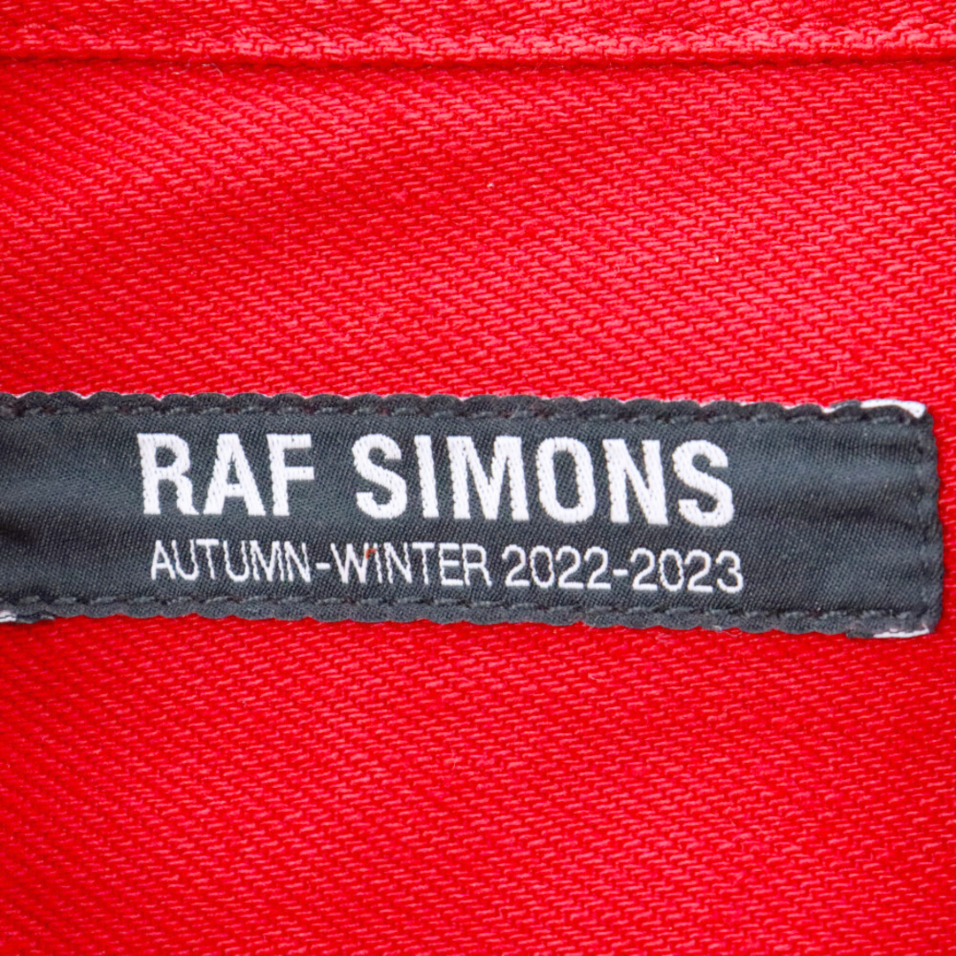 RAF SIMONS(ラフシモンズ)のRAF SIMONS ラフシモンズ 22AW Oversized Denim Shirt With Leather Patch オーバーサイズ デニムシャツ 長袖シャツ レッド 香港限定カラー メンズのトップス(シャツ)の商品写真