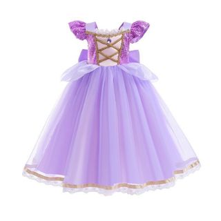 CRPU紫プリンセスドレス人気柄可愛いコスプレドレス120サイズ(ドレス/フォーマル)