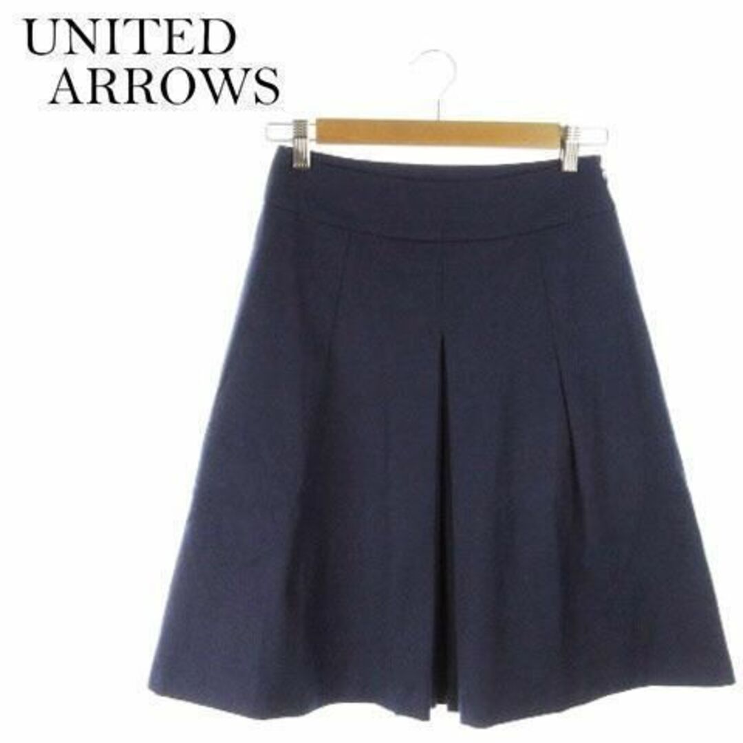 UNITED ARROWS(ユナイテッドアローズ)のユナイテッドアローズ フレアスカート ウール 36 紺 211217AH1A レディースのスカート(ひざ丈スカート)の商品写真