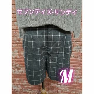 セブンデイズサンデイ(SEVENDAYS=SUNDAY)のセブンデイズ-サンデイ チェック柄 タック入り キュロットパンツ グレー M(キュロット)