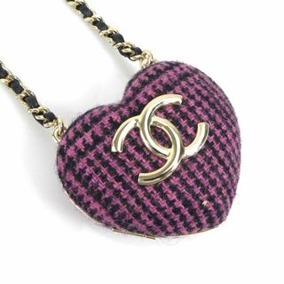 シャネル(CHANEL)のシャネル CHANEL ネックレス ロケットペンダント ツイード/レザー/メタル ピンク×ブラック×ゴールド レディース AB9485 送料無料【中古】 99857i(ネックレス)