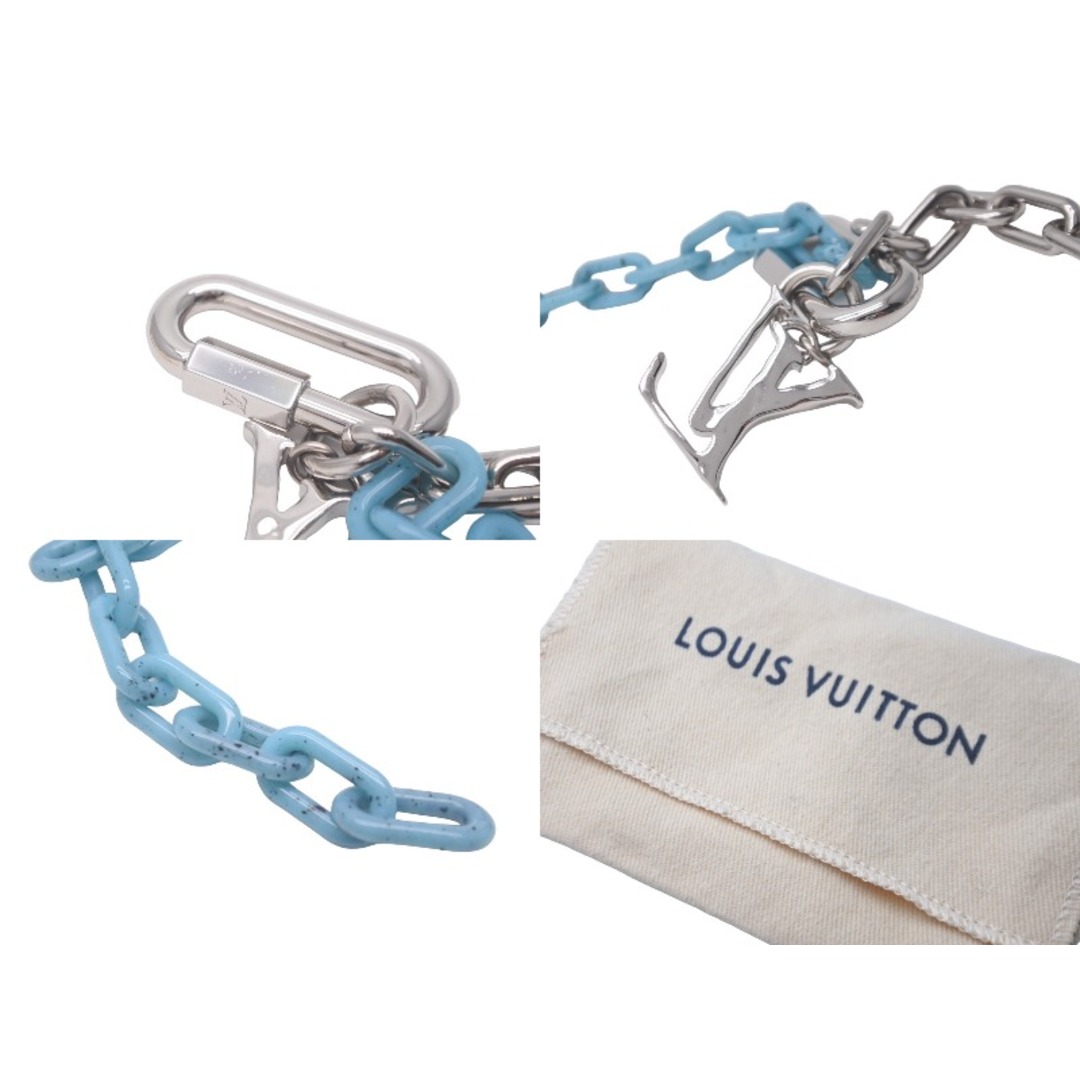 LOUIS VUITTON(ルイヴィトン)のLOUIS VUITTON ルイヴィトン ウォレットチェーン キーチェーン LVモチーフ シルバー ブルー mp2619 美品 中古 61219 メンズのファッション小物(ウォレットチェーン)の商品写真