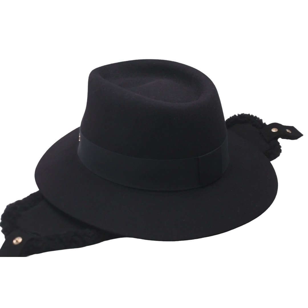 CHANEL(シャネル)の極美品 CHANEL シャネル 変形ハット ココマーク シアリング フライト シアリング ウール ブラック サイズL 中古 61029 レディースの帽子(ハット)の商品写真