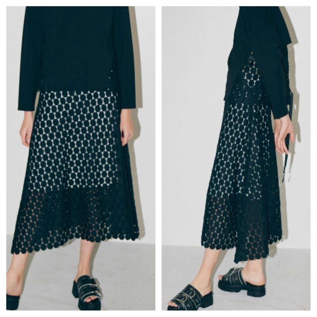 LE CIEL BLEU(ルシェルブルー)の【美品】LE CIEL BLEU Dot Lace Flare Skirt レディースのスカート(ロングスカート)の商品写真