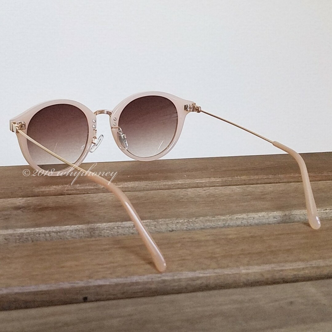 アウトレット ラウンドボストン眼鏡ヌードピンクコンビフレーブラウンサングラス レディースのファッション小物(サングラス/メガネ)の商品写真