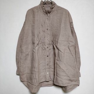 ネストローブ(nest Robe)のnest Robe 01191-1096-1 プリーツフリルカラー リネン 後染め ブラウス シャツ ブラウン系 レディース ネストローブ【中古】4-0229M∞(シャツ/ブラウス(長袖/七分))