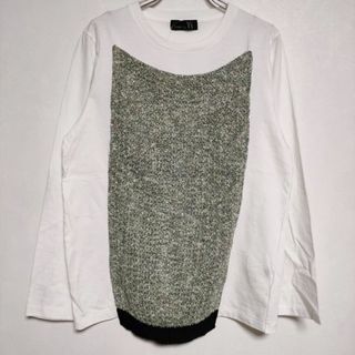 ワイズ(Y's)のY's RISMAT by Y's デザインニット 長袖Ｔシャツ カットソー ロンＴ ホワイト レディース ワイズ/Yohji【中古】4-0229M∞(Tシャツ(長袖/七分))