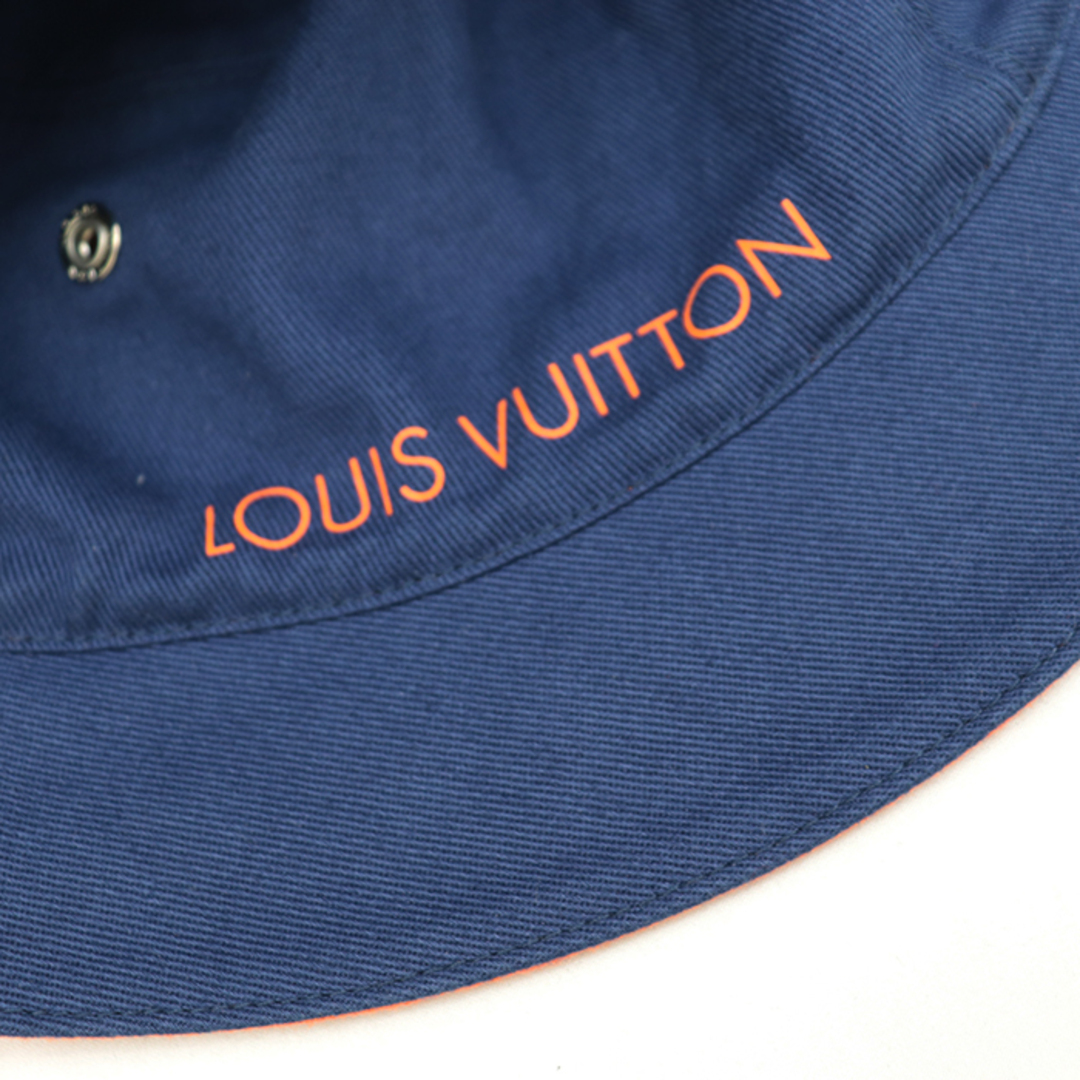 LOUIS VUITTON(ルイヴィトン)の美品 ルイ・ヴィトン M76210 シャポー・モノグラム リバーシブル デニム バケット ハット オレンジ ブルー LOUIS VUITTON レディースの帽子(ハット)の商品写真