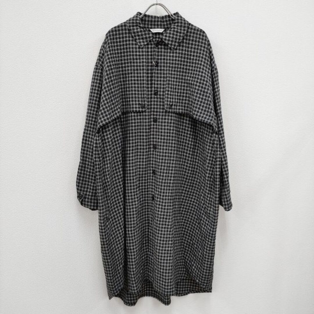 ARTS&SCIENCE(アーツアンドサイエンス)のARTS&SCIENCE 未使用品 22AW Trench shirt long カシミヤ混 トレンチシャツコート 0223-U6155-3244 サイズ3  ブラック ホワイト レディース アーツ&サイエンス【中古】4-0229T☆ レディースのジャケット/アウター(その他)の商品写真