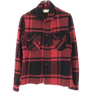 オフホワイト(OFF-WHITE)のOFF-WHITE オフホワイト STENCIL FLANNEL SHIRT チェック柄フランネルシャツ レッド×ブラック XS OMGA060R19C08015(シャツ)