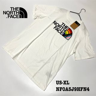 ザノースフェイス(THE NORTH FACE)の【新品】US-XL ノースフェイス 半袖 Tシャツ ハーフドーム レインボー 白(Tシャツ/カットソー(半袖/袖なし))