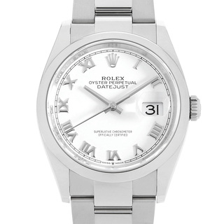ロレックス(ROLEX)のロレックス デイトジャスト36 126200 ホワイト ローマ 3列 オイスターブレス ランダム番 メンズ 中古 腕時計(腕時計(アナログ))