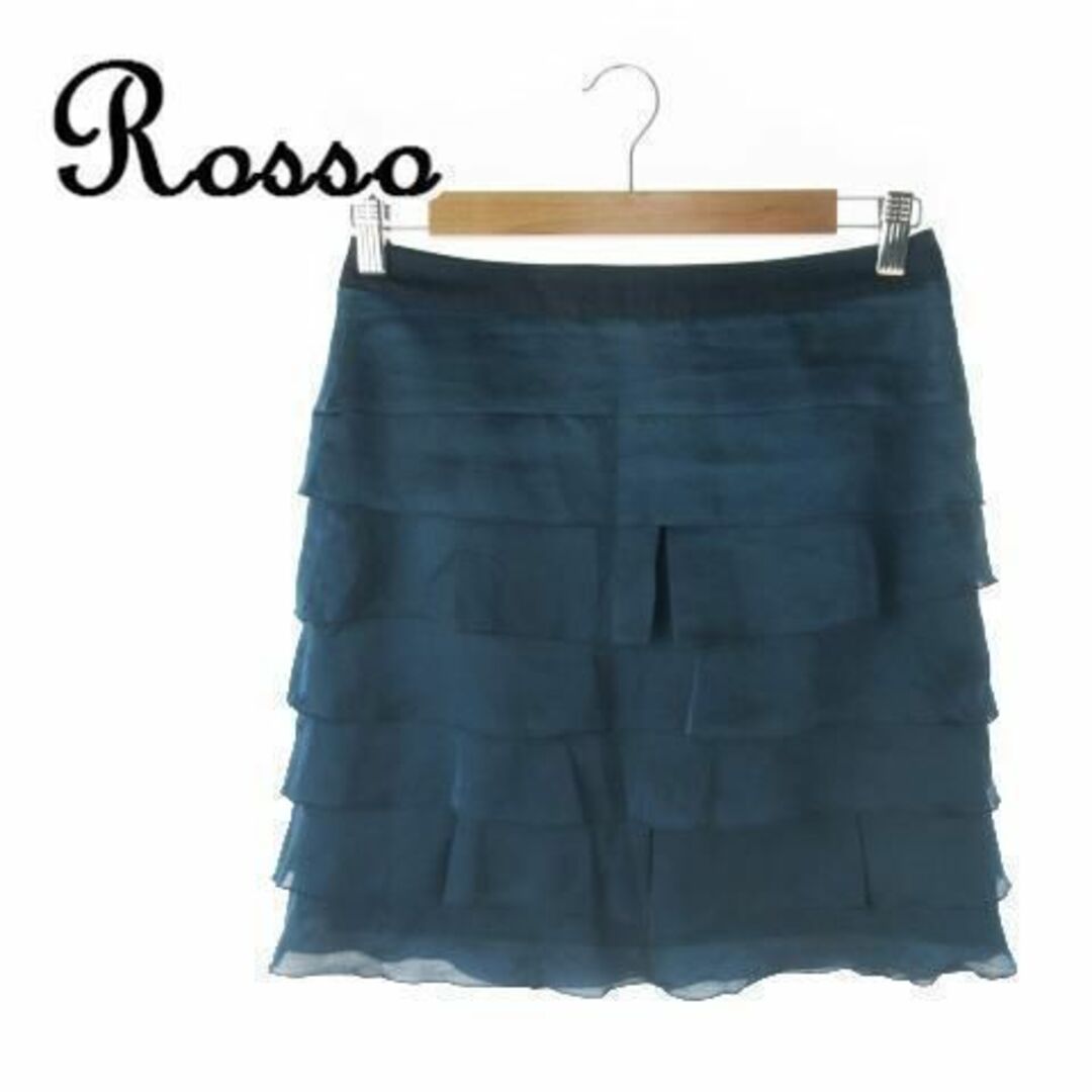 ROSSO(ロッソ)のロッソ スカート ミニ ティアード 38 緑 青 210224YH9A レディースのスカート(ミニスカート)の商品写真