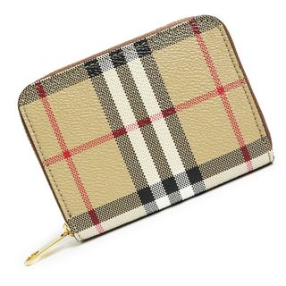 バーバリー(BURBERRY)のバーバリー スモール チェック ジップウォレット ラウンドファスナー コインケース 小銭入れ 財布 コーティングキャンバス カーフスキン レザー ベージュ ブラウン 茶 ゴールド金具 8070600 箱付 BURBERRY（新品・未使用品）(コインケース)