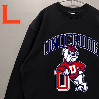 男女兼用 カレッジロゴ UNDERDOG トレーナー スエット(黒)(スウェット)