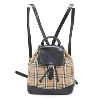 バーバリー(BURBERRY)の$$ BURBERRY バーバリー スレ有 チェック柄 ベージュ×ブラック(リュック/バックパック)