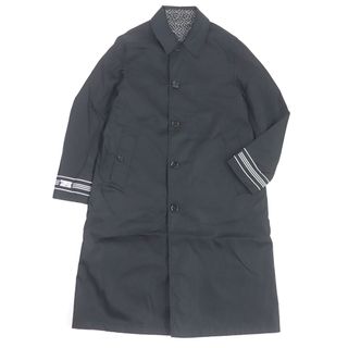 バーバリー(BURBERRY)の美品 BURBERRY バーバリー 8029656 TBモノグラム リバーシブル ロング丈 ナイロンコート ステンカラーコート ブラック 44 正規品 メンズ(ステンカラーコート)