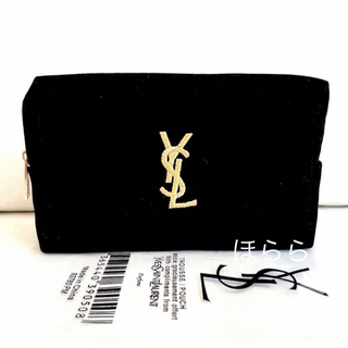イヴサンローラン(Yves Saint Laurent)のイヴサンローラン ノベルティポーチ YSLロゴ 刺繍 化粧ポーチ コスメ ベロア(ポーチ)