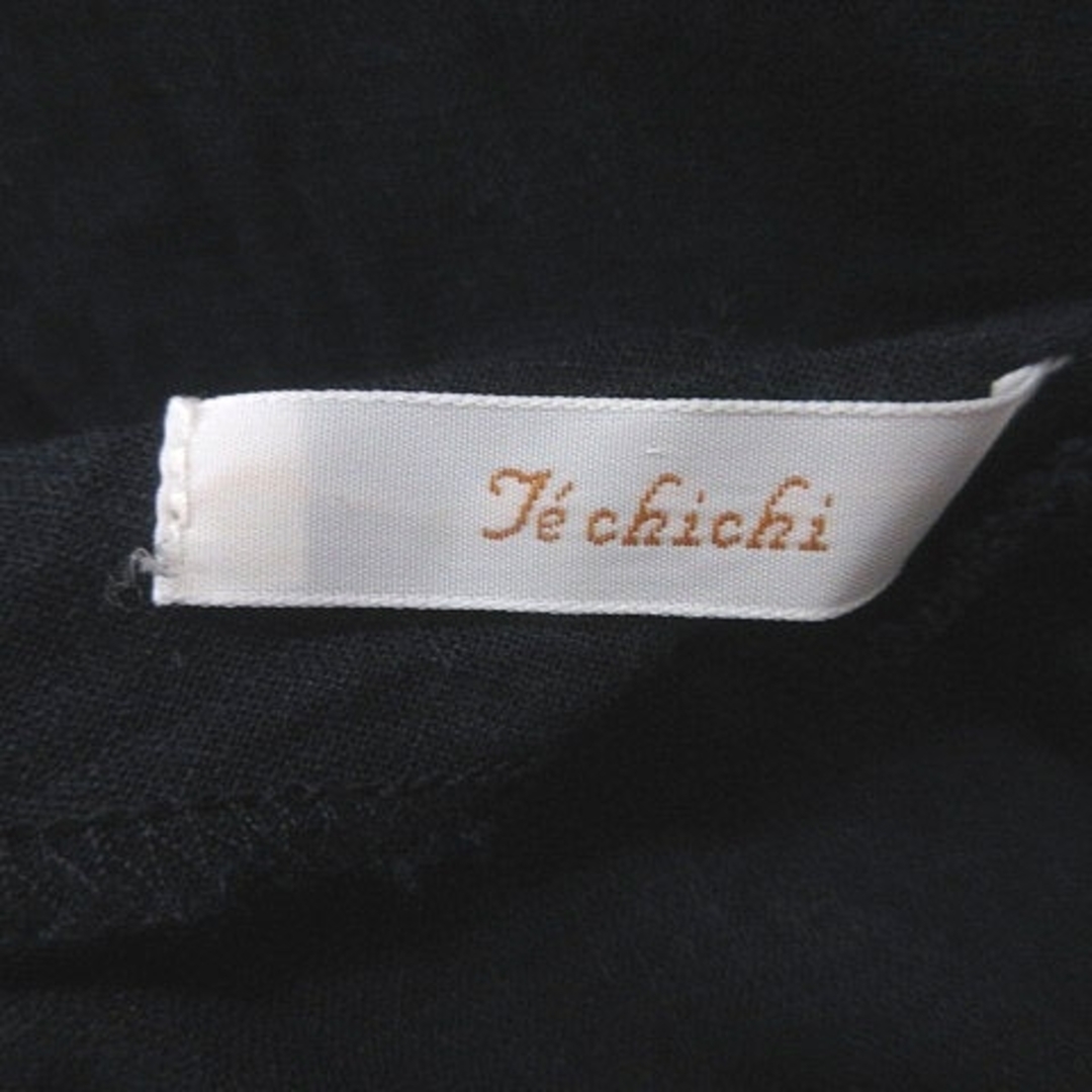 Techichi(テチチ)のテチチ ブラウス 麻混 リネン混 フレンチスリーブ 半袖 M 紺 ネイビー レディースのトップス(シャツ/ブラウス(半袖/袖なし))の商品写真