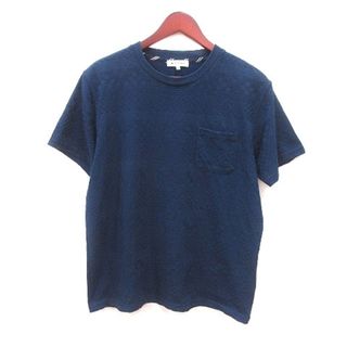 ザショップティーケー(THE SHOP TK)のザショップティーケー カットソー クルーネック 総柄 半袖 XL 紺 ネイビー(Tシャツ/カットソー(半袖/袖なし))