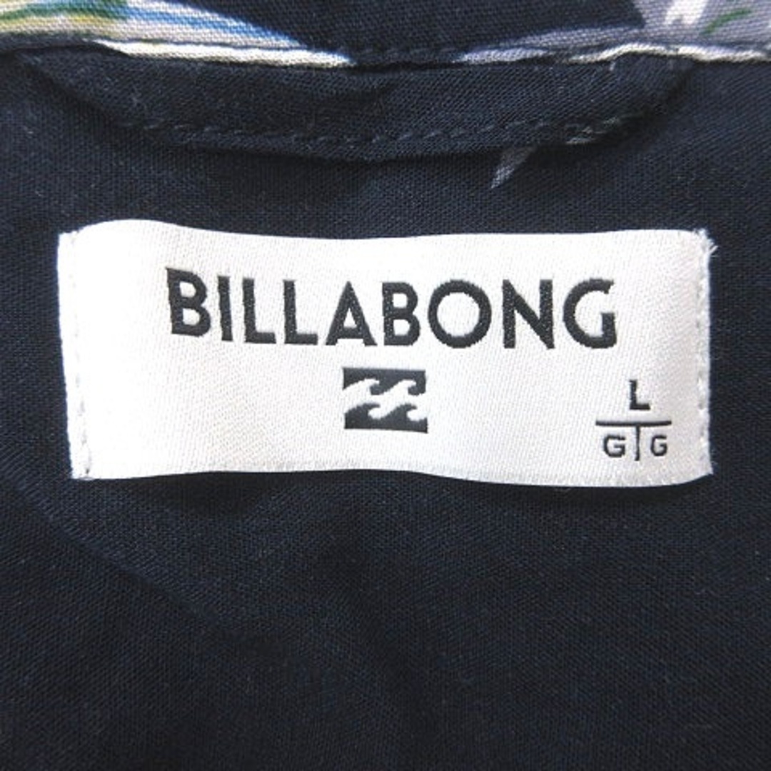 billabong(ビラボン)のビラボン シャツ 総柄 半袖 L 紺 ネイビー 黃 イエロー 白 ホワイト 緑 メンズのトップス(シャツ)の商品写真